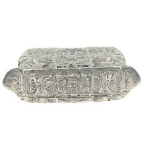 Vintage Anchor Hocking Prescut Butter Dish Star Of David Pattern 1960s